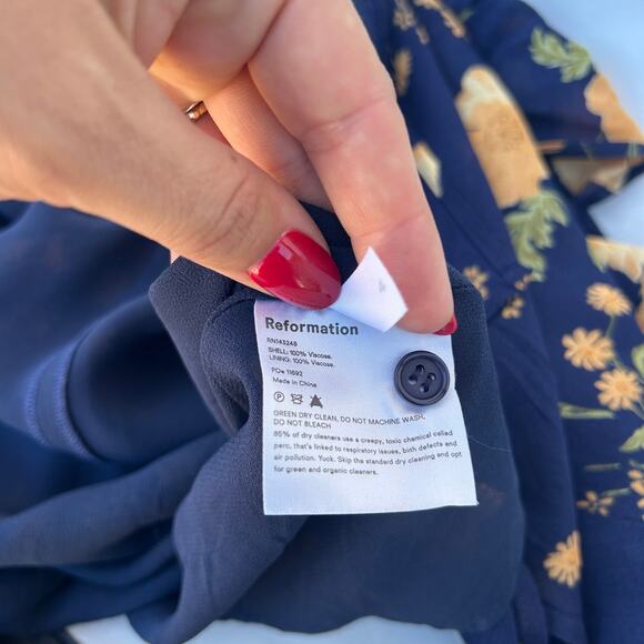 Reformation Navy Wellfleet Dress Midi Cut Outs Backless 4 Wedding Guest - Picture 11 of 11